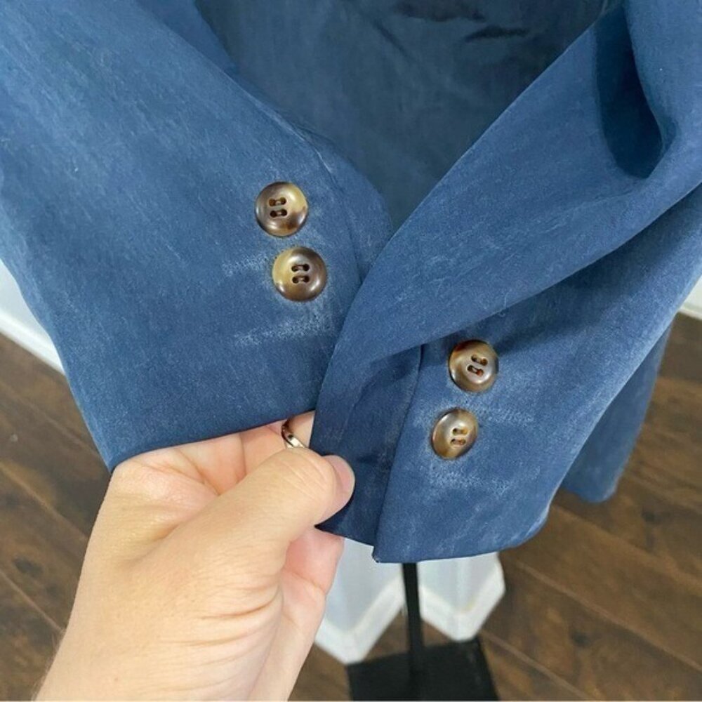 Canali Navy Blue Suit Blazer Jacket Shoulder Pads Size 48R Vintage-Made In Italy - Picture 8 of 14